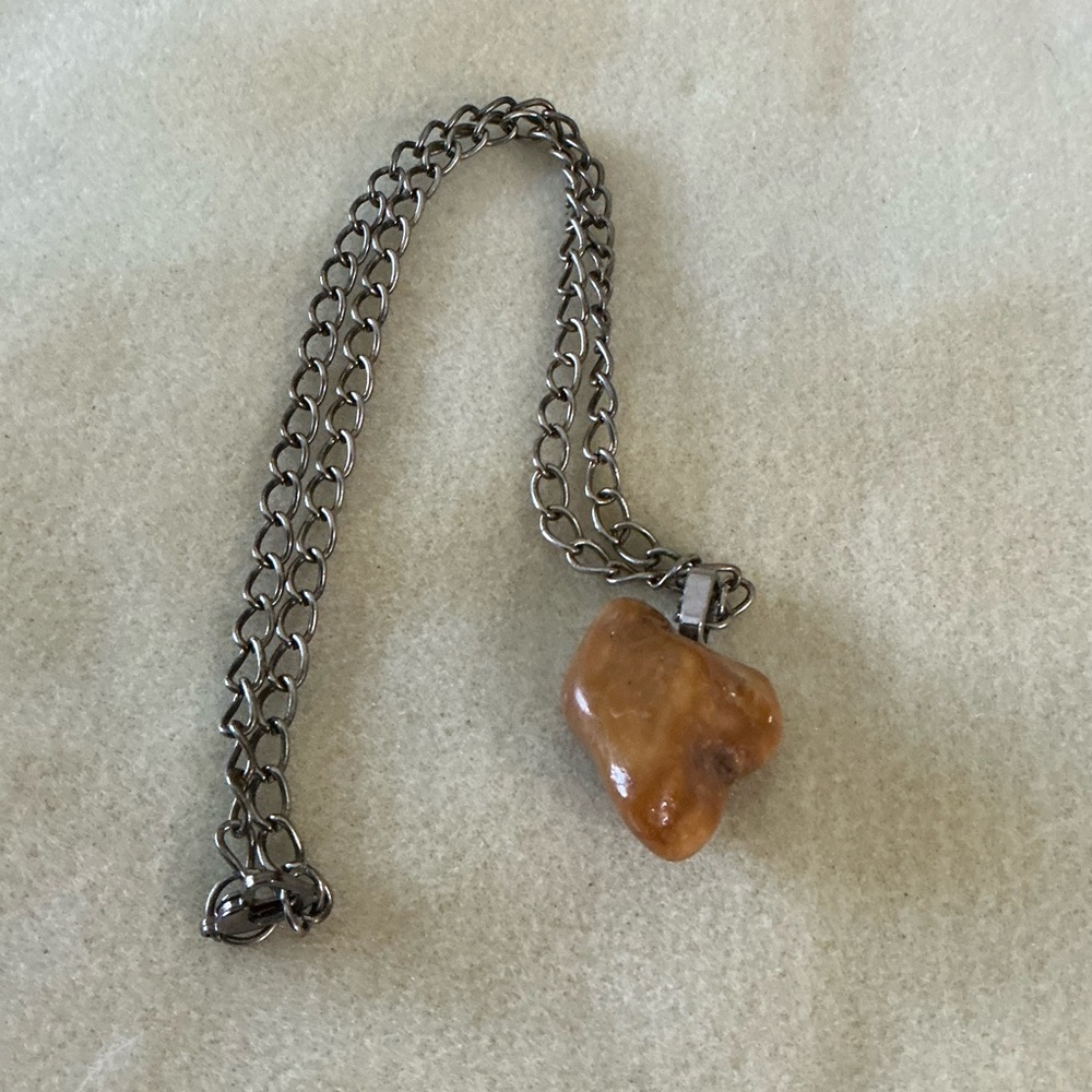 Handmade Up-cycled Chain Necklace with Stone tumbled Pendant